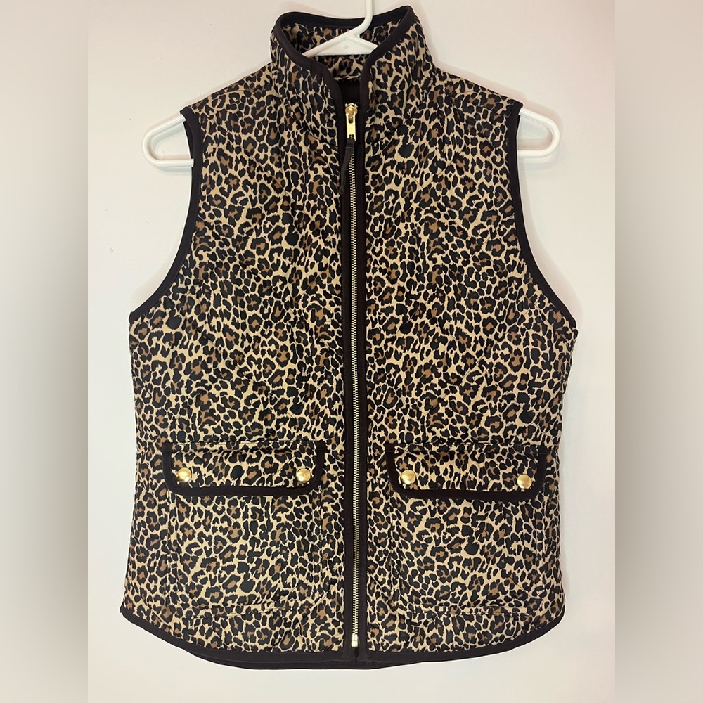 J. Crew Leopard Print Women's Quilted Puffer Vest